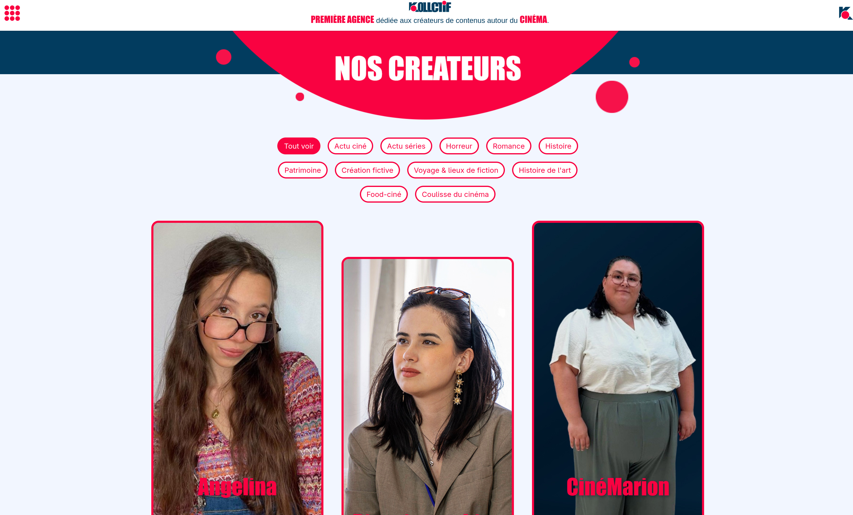 Talent directory with creator profiles and genre filters
